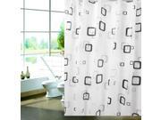 70.86 12 Pcs Free Hooks Black Square Bathroom Waterproof Fabric Bath Shower Curtain 180cm x 180 cm
