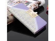 Lace Bow Flip Leather Wallet Case Cover Stand For Samsung Galaxy Note 4 IV N9100