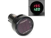 2 In 1 Voltmeter Thermometer Auto Car LED Digital 12V Red Green Display Dual