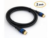 BlueRigger High Speed HDMI cable with Ethernet 10 Ft 3M 2 Pack Supports 4K Ultra HD UHD 3D 2160p 1080p Ethernet and Audio Return Latest Standard