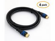 BlueRigger High Speed HDMI Cable with Ethernet 6.6 Feet 2M 4 Pack Supports 4K Ultra HD UHD 3D 2160p 1080p Ethernet and Audio Return Latest Standard