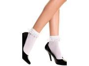 Music Legs White Ankle Hi W Ruffle Top 527 White One Size Fits All