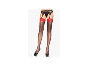 Black Sheer Thigh Highs with Red Lace Top 1012 Leg Avenue Black Red One Size