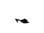 Ellie Shoes Black Satin Maribou Slippers PHOEBE Black 8