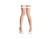 Music Legs Diamond Net Marabou Thigh High 4939 White One Size Fits All