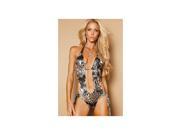 J. Valentine Silver Feather Tie Side Monokini 2125 S Silver Medium