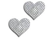 Silver Shiny Silver Dot Heart Pasties iCollection 31520 Silver One Size Fits All
