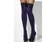 Smiffy s Black Purple Bow Thigh Highs 42706 Black Purple One Size Fits All