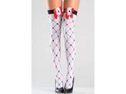 White Red Playing Card Thigh Highs Be Wicked BW771 White Red One Size Fits All