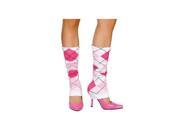 Roma Costume Argyle Leg Warmers LW105 Pink White One Size Fits All