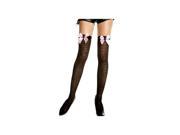 Music Legs Spider Web Bow Thigh High 4235 Black Pink One Size Fits All