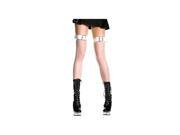Music Legs Fishnet Belt Buckle Thigh High 4952 White One Size Fits All