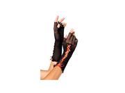 Leg Black Lace Up Fishnet Elbow Length Fingerless Gloves 2129LEG Black Red One