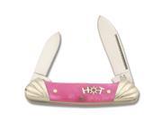 Rough Rider Knives 970 HOT Pink Series Mini Canoe Pocket Knife with Hot Pink Smooth Bone Handles RR970 ROUGH RIDER