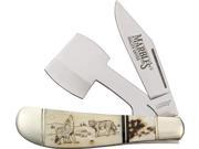 Marbles Outdoors Knives 250 Scrimshaw Series Pocket Chopper with White Smooth Bone Stag Handles MR250 MARBLES