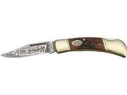 Marbles Outdoors Knives 270 Etched Damascus Series Lockback Knife with Stag Bone Handles MR270 MARBLES