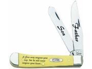 Case Cutlery CAT FS Y Yellow Handle Gift Sets Yellow Synthetic Trapper Knife with Stainless Steel B CAFSY