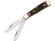 Hen Rooster Knives 422ASC Baby Trapper Pocket Knife with Autumn Second Cut Bone Handles HR422ASC