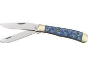 Frost Cutlery Knives MAS108BL Masonic Trapper Pocket Knife with Blue Smooth Bone Handles FMAS108BL FROST