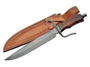 SZCO Supplies DM 1106 Damascus Rosewood Hunting Knife DM1106