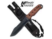 Mtech Fixed Blade Black Drop Point Knife Brown Wood Knife MX 8098W MTX8098W Mtech USA