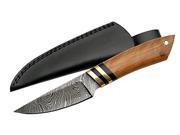 SZCO Supplies DM 1098 Damascus Olivewood Handle Hunting Knife DM1098