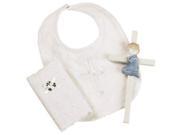 Elegant Baby Boys Christening Gift Set Includes 100% Cotton Bib Wall Hanging Porcelain Cross Bib 97120 China