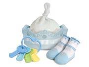 Stephan Baby Royalty Collection Knit Crown Bootie Socks and Key Rattle Gift Set Little Prince 0 750914