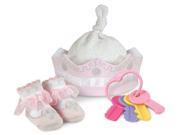 Stephan Baby Royalty Collection Knit Crown Bootie Socks and Key Rattle Gift Set Little Princess 750904