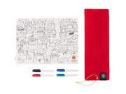 Prince Lionheart Color and Draw Reusable Silicone Placemat with Markers and Travel Sleeve Zoo 415