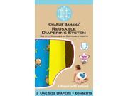 Charlie Banana 2 in 1 Reusable Diapering System 3 Diapers plus 6 Inserts Monkey Doo One Size 889834
