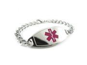 Latex Allergy Medical Alert Bracelet Curb Chain Purple PRE ENGRAVED