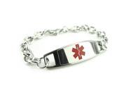 Medical Bracelet O Link Chain Alzheimers Medic ID Card Inld Pre Engraved