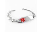 Juvenile Diabetes Medical Alert Bracelet HEART CHAIN Red Symbol Pre Engraved