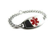 ASTHMA Medical Alert Bracelet Red Curb Chain Wallet Card Inld PRE ENGRAVED