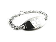 ASTHMA Medical Alert Bracelet White Curb Chain Wallet Card Inld PRE ENGRAVED