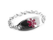 Cancer Patient Medical Alert Bracelet Purple O Link Chain PRE ENGRAVED