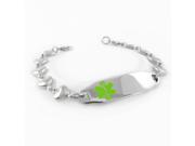 Celiac Disease Medical ID Bracelet HEART CHAIN Light Green Symbol Pre Engraved