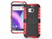 JKase DIABLO Tough Rugged Dual Layer Protection Case Cover with Build in Stand for HTC The All New One Plus M8 HTC One 2 Retail Packaging Red