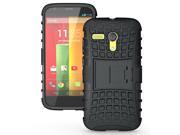 JKase DIABLO Series Tough Rugged Dual Layer Protection Case Cover with Build in Stand for Motorola Moto G SmartPhone Retail Packaging Black