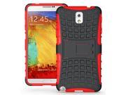 JKase DIABLO Series Tough Rugged Dual Layer Protection Case Cover with Build in Stand for Samsung Galaxy Note 3 III Retail Packaging Red