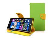 JKase TM GELLO Series PU Leather Wallet Cover Case with Credit Business Card Holder For Nokia Lumia 1520 Retail Packaging Green Yellow