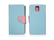JKase TM GELLO Series PU Leather Wallet Cover Case with Credit Business Card Holder For Samsung Galaxy Note 3 III Retail Packaging Blue Pink