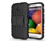 JKase DIABLO Series Tough Rugged Dual Layer Protection Case Cover with Build in Stand for Motorola Moto E SmartPhone Retail Packaging Black