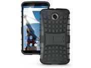 JKase DIABLO Tough Rugged Dual Layer Protection Case Cover with Build in Stand for Google Nexus 6 Black
