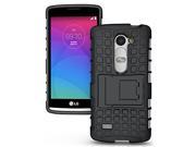 JKase DIABLO Series Tough Rugged Dual Layer Protection Case Cover with Build in Stand for LG Leon Black