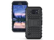 Galaxy S6 Active Case JKase DIABLO Series Tough Rugged Dual Layer Protection Case Cover with Build in Stand for Samsung Galaxy S6 Active Black