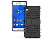 Sony Xperia Z4 Case JKase DIABLO Series Tough Rugged Dual Layer Protection Case Cover with Build in Stand for Sony Xperia Z4 Black