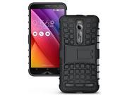 JKase DIABLO Series Tough Rugged Dual Layer Protection Case Cover with Build in Stand for ASUS ZenFone 2 Black