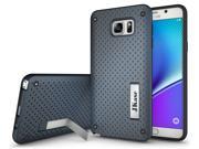 JKase [MESH] Protective Tough 2 Layers Armor Rugged Case Cover with Build In Stand for Samsung Galaxy Note 5 Blue